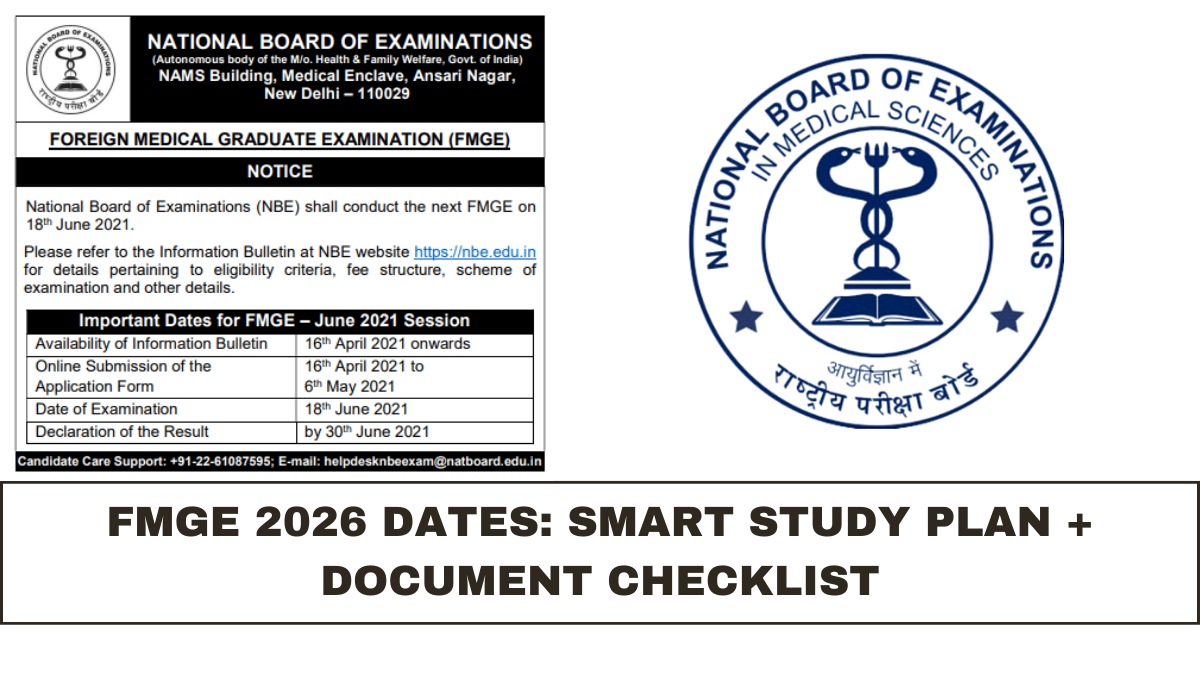 FMGE 2026 Dates: Smart Study Plan + Document Checklist