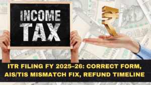 ITR Filing FY 2025–26: Correct Form, AIS/TIS Mismatch Fix, Refund Timeline, and Mistakes That Trigger Notices