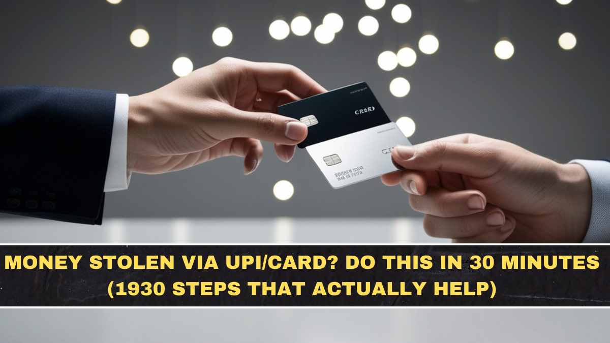 Money Stolen via UPI/Card? Do This in 30 Minutes (1930 Steps That Actually Help)